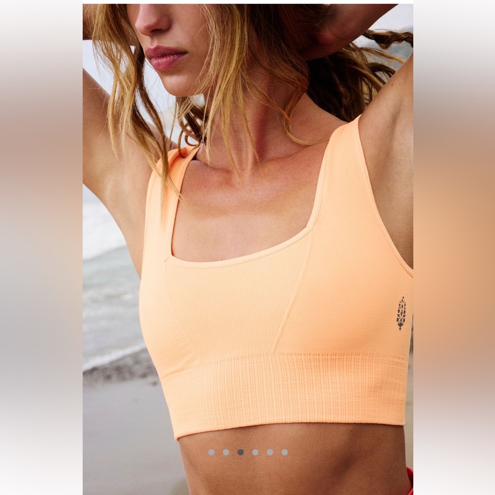 FP Movement Good Karma Square-Neck Bra, Neon Clementine, Size M/L